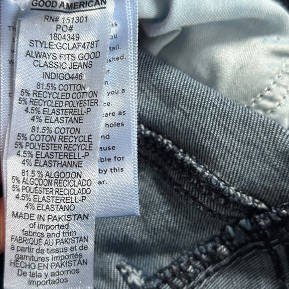 Good American Dark Blue Ankle Slim Jeans Raw Hem - Picture 7 of 10